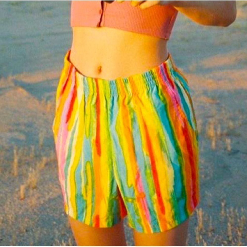 Urban Renewal Remnants Printed Nylon Colorful Shorts Pull-On Women’s Size Small